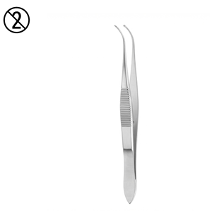 Pinzas para Tejidos Delicados 1X2 Dientes Curvos de Acero Inoxidable Instrumento Quirúrgico Oftálmico Desechable de Un Solo Uso CE ISO - Product Image 1