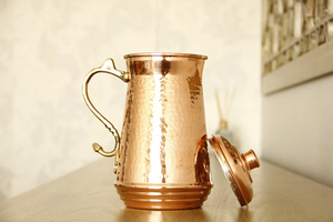 Best Quality Natural Shiny Polished Copper <b>Water</b> Pitcher Set for Restaurant Hotel Use Eco-Friendly 1000-1500ml Capacity - Product Image 3