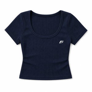 เสื้อครอปท็อปสไตล์ Athleisure สำหรับออกกำลังกายฤดูร้อน เสื้อยืดผู้หญิงทรงคลาสสิคเข้ารูป คอวี ผ้าริบยืดหยุ่น - Product Image 5