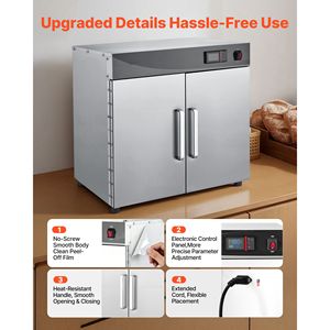 Scaldavivande Elettrico Commerciale a 4 Livelli in Acciaio Inossidabile con Vassoio per Acqua e Ripiani Regolabili a Doppia Porta - Product Image 6