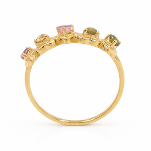 แหวนเงินแท้ 925 ประดับทัวร์มาลีนหลากสี รูปหัวใจห้าเม็ด ดีไซน์เนอร์จิวเวลรี่ - Product Image 3