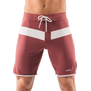 <b>Mens</b> Burgundy Quick Dry Breathable Polyester/Cotton Swim <b>Trunks</b> Elastic Waist Drawstring Casual Summer Vacation Wear - Product Image 2