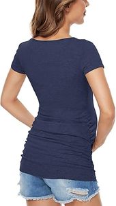 T-shirt de maternité personnalisé de haute qualité pour femme enceinte, décontracté, manches courtes, grande taille, 100 % coton, pour filles - Product Image 5