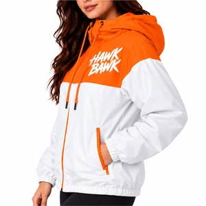 <b>Women</b>’s Zip Front Outdoor <b>Windbreaker</b> Jacket Lightweight Layer Hooded Style Full Sleeve Zipper Front Logo Print <b>Windbreaker</b> - Product Image 3