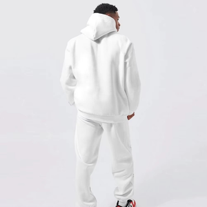 Conjunto Deportivo de Dos Piezas para Hombre, Sudadera con Capucha de Manga Larga y Pantalones de Algodón, Estilo Casual, Personalizado con Estampado, Estilo Urbano Blanco - Product Image 2