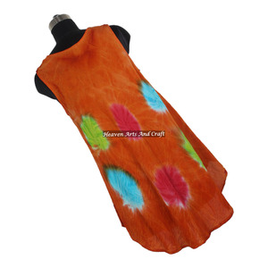 Robe parapluie longue pour femme, 100% Rayonne, imprimé Tie-Dye, col rond, élégante, décontractée d'été, personnalisée - Product Image 4