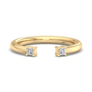 luxury rose gold princess cut diamond <b>two</b> <b>stone</b> open cuff <b>ring</b> minimalist bypass adjustable band fashion jewelry for women - Product Image 1