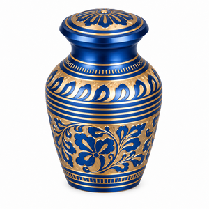 New Design Golden Flower Engraved Red Colour Brass Eco-Friendly Mini <b>Keepsake</b> Urn for Storage Funeral <b>Ashes</b> - Product Image 3