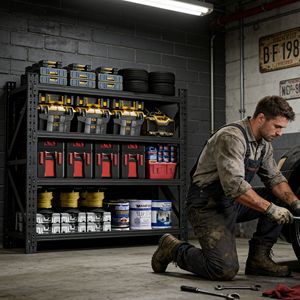 Étagères de garage robustes, capacité de 5000 lb, unité de rangement métallique réglable à 4 niveaux, 63H x 67W x 23.7D - Product Image 3