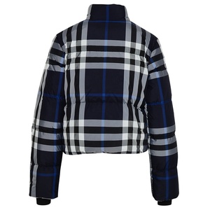 Women Winter Plaid <b>Quilted</b> Puffer <b>Jacket</b> Stand Collar Full Sleeve Short Length Thick Warm Coat Polyester Wadding Zipper Closure - Product Image 2