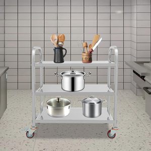 Stainless Steel <b>3</b> <b>Tier</b> Utility Cart With 4 Casters Heavy Duty Commercial Kitchen Storage <b>Trolley</b> - Product Image 2