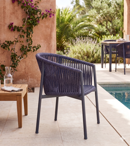 Modern Outdoor Rope Woven Dining <b>Chair</b> Minimalist <b>Garden</b> Patio Lounge Armchair Aluminum Furniture - Product Image 4