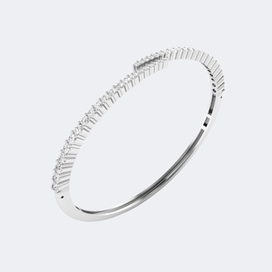 2.072CTW Round Pave <b>Set</b> Diamond <b>Bangle</b> Cuff Bracelet - Product Image 5