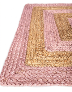 Alfombra Rectangular de Yute Natural Rosa Tejida a Mano con Diseño de Borde para Sala de Estar, Dormitorio y Decoración del Hogar - Product Image 6