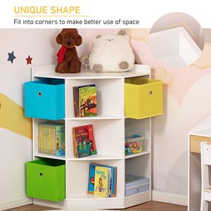 Armadio ad angolo in legno bianco per bambini 9-Cubby espositore con cassetto Organizer per vestiti e libri accessori per camera da letto - Product Image 4