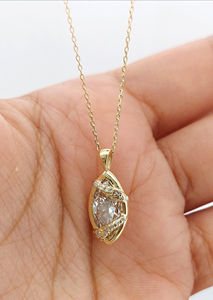 Water <b>Drop</b> Cubic Zirconia Pendant Necklace 18K Gold Plated Alloy <b>Box</b> Chain Women's Classic Everyday Jewelry - Product Image 4