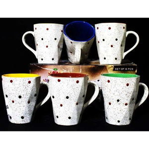 Juego de Tazas de Leche de Cerámica Hechas en India con Diseño Clásico de Espirales - Product Image 2