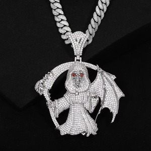 Colgante de Dragón Iced Out de Plata 925 con Moissanita de Corte Brillante Redondo, Estilo Hip Hop, Forma de Animal, para Uso Diario, Amuleto Religioso - Product Image 5