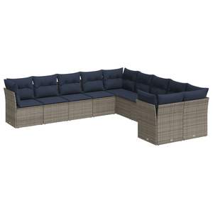 Gray Poly Rattan Patio <b>Sofa</b> <b>Set</b> With Cushions For Garden Outdoor Furniture Contemporary Style - Product Image 4