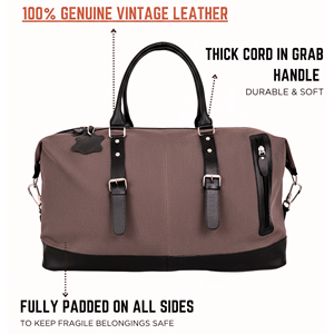 กระเป๋าเดินทางแบบพับได้ขนาดใหญ่ ผ้าแคนวาส โพลีเอสเตอร์ ซิปคุณภาพสูง สำหรับทุกเพศ ใช้ได้ทั้งเดินทางและวันหยุดสุดสัปดาห์ ตกแต่งด้วยหนังแท้ - Product Image 4