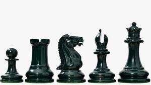 Jeu d'échecs Staunton vintage en bois de buis peint vert olive et jaune, roi de 4,5 pouces, au meilleur prix - Product Image 3