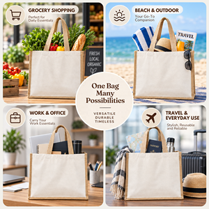 Premium Juco Shopping Tote <b>Bag</b> with <b>Long</b> Handles Eco Friendly Reusable Grocery Retail Promotional Gift Carry <b>Bag</b> - Product Image 3