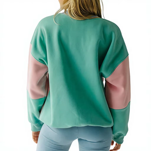 Heavyweight Color <b>Blocked</b> Embroidery Logo Sweatshirt Custom Knitted Cotton USA Fit Branding Loose Fit Clothing Women's Hoodies - Product Image 5