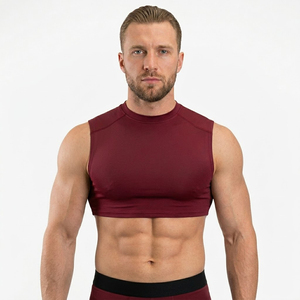 Customized Men Sportswear Crop Top Sports Training High Support Crop Top Men Street Style Crop Tank Men Gym Fitness Crop Vest - Product Image 1