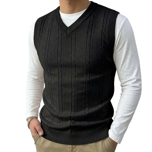 Men's Knitted <b>Vest</b> Sweater Preppy Style Color Matching Stripes Casual Sleeveless Pullover V-Neck Loose Couple Layering Waistcoat - Product Image 2