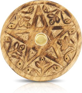 Porte-encens décoratif en bois avec motif étoile sculpté sur mesure, brûleur de parfum artisanal pour intérieurs modernes - Product Image 2