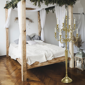 Porte-bougie en aluminium doré de qualité supérieure, élégant et unique, pour la décoration de mariage, de fête ou de table à manger, à bas prix. - Product Image 4