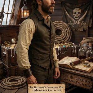 Chaleco Pirata de Cuero Genuino Hecho a Mano para Hombre, Chaleco Steampunk sin Mangas - Product Image 3