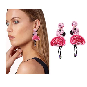 Pendientes de Joyería de Moda Clásica Hechos a Mano, Ligeros, para Vacaciones de Verano, con Cuentas de Flamenco Multicolores y Gemas, de Alta Calidad - Product Image 1