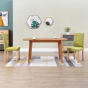 Juego de 2 Sillas de Comedor de Tela Verde con Madera de Caucho Estándar para el Hogar o la Oficina - Product Image 1