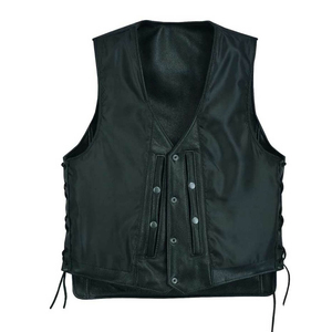 Chaleco de Motociclista de Cuero Genuino Transpirable con Cuello Mao, Tallas Grandes, Ropa Exterior Casual de Otoño para Hombre - Product Image 4