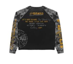 เสื้อยืดแขนยาวทรงบ็อกซี่แบบครอป รุ่นวินเทจ พิมพ์ลายสกรีน ผ้าสองชั้น ขอบดิบ แต่งลายขาดๆ แบบวินเทจ ปี 2026 สำหรับผู้ชาย - Product Image 5