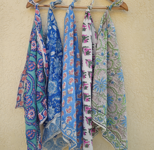 Hand Block Print 100 % Cotton <b>Bandana</b> Scarf for Women Floral Printed Head Scarf Soft Cotton Neckerchief Boho Hair Wrap <b>Bandana</b> - Product Image 6