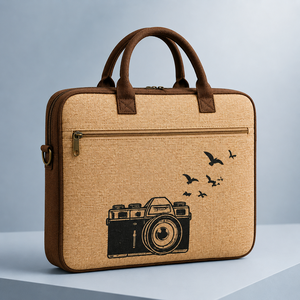 Mochila para Portátil de Negocios, Material de Yute Estampado, Diseño Ecológico y Duradero, Gran Capacidad, Cierre de Cremallera, para Uso en la Universidad y Oficina - Product Image 2
