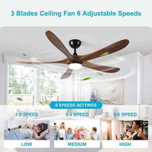 Ventilatore da Soffitto LED in Legno Massello da 62 Pollici con Telecomando, Motore DC Moderno, 5 Pale per Interni/Esterni, Ideale per Patii e Camere da Letto - Product Image 6