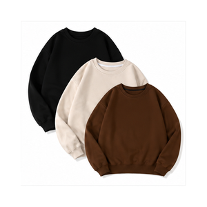 Sweat-shirt à col rond pour homme en polyester/coton noir, coupe classique, couleur unie, décontracté, respirant, printemps - Product Image 6