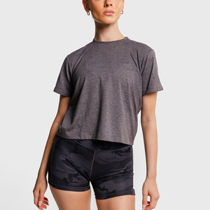 Camiseta Corta de Algodón 100% para Mujer, Top Corto Liso de Verano para Mujer, Camiseta Sólida para Dama con Manga Cosida - Product Image 3