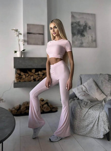 Conjunto de Yoga de 2 Piezas para Mujer, Tallas Grandes, de Alta Calidad, Ecológico, de Secado Rápido, Transpirable, 100% Poliéster, Cintura Elástica para Fitness - Product Image 4