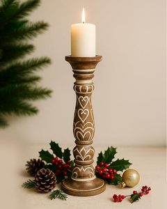 Candelabro de Madera Verde Envejecido Estilo Rústico para Decoración del Hogar - Product Image 4