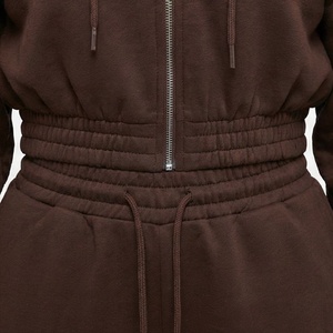 Sweat-shirt à capuche zippé pour femme, manches longues, couleur unie, décontracté, à porter au quotidien, 100% coton, tricoté, coupe classique, toutes saisons - Product Image 3