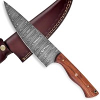 Couteau de chef de camping OEM, 12 pouces, design multi-usages, acier Damas de qualité industrielle, lame droite à pointe tombante