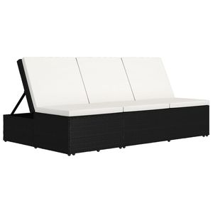 Tumbona de Ratán Sintético Negro y Blanco Crema con Acero con Recubrimiento en Polvo, Muebles Elegantes para Exteriores - Product Image 3