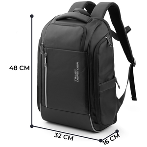 Trust Defender Black Oxford Laptop <b>Backpack</b> 48x32x16cm Water Resistant Minimalist Style Unisex Shoulder Straps Zipper Closure - Product Image 2