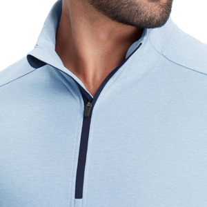 Sudadera barata de forro polar para hombre con cremallera de un cuarto, color liso, corte regular, informal, para invierno, con logo bordado frontal, de mezcla de algodón básica. - Product Image 4