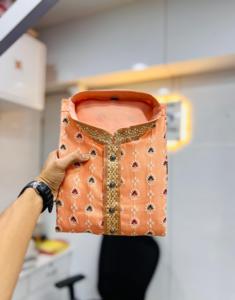 Los más vendidos Jacquard seda en relieve Maruti moda MF517 Fancy Kurta pijama conjunto hombres Casual Festival desgaste hasta la rodilla indio - Product Image 3