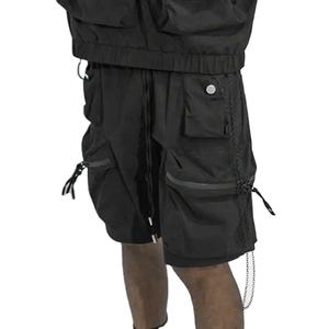 Pantalones cortos de calle negros ligeros personalizados para hombre, pantalones cortos de entrenamiento impermeables con múltiples bolsillos informales de verano 2025 - Product Image 2